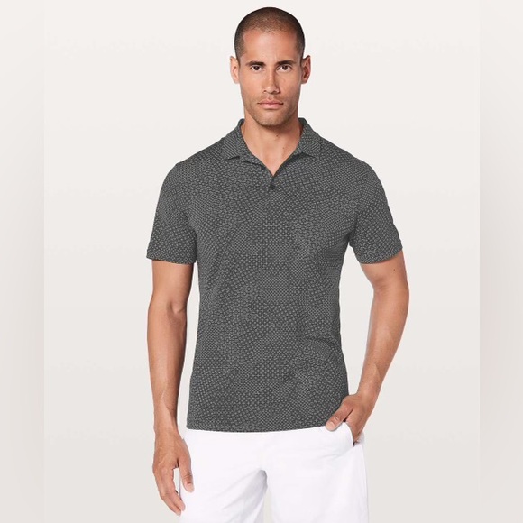 Men’s Lululemon Propel Polo Stitch Camo Ice Grey Deep Coal - Picture 1 of 6
